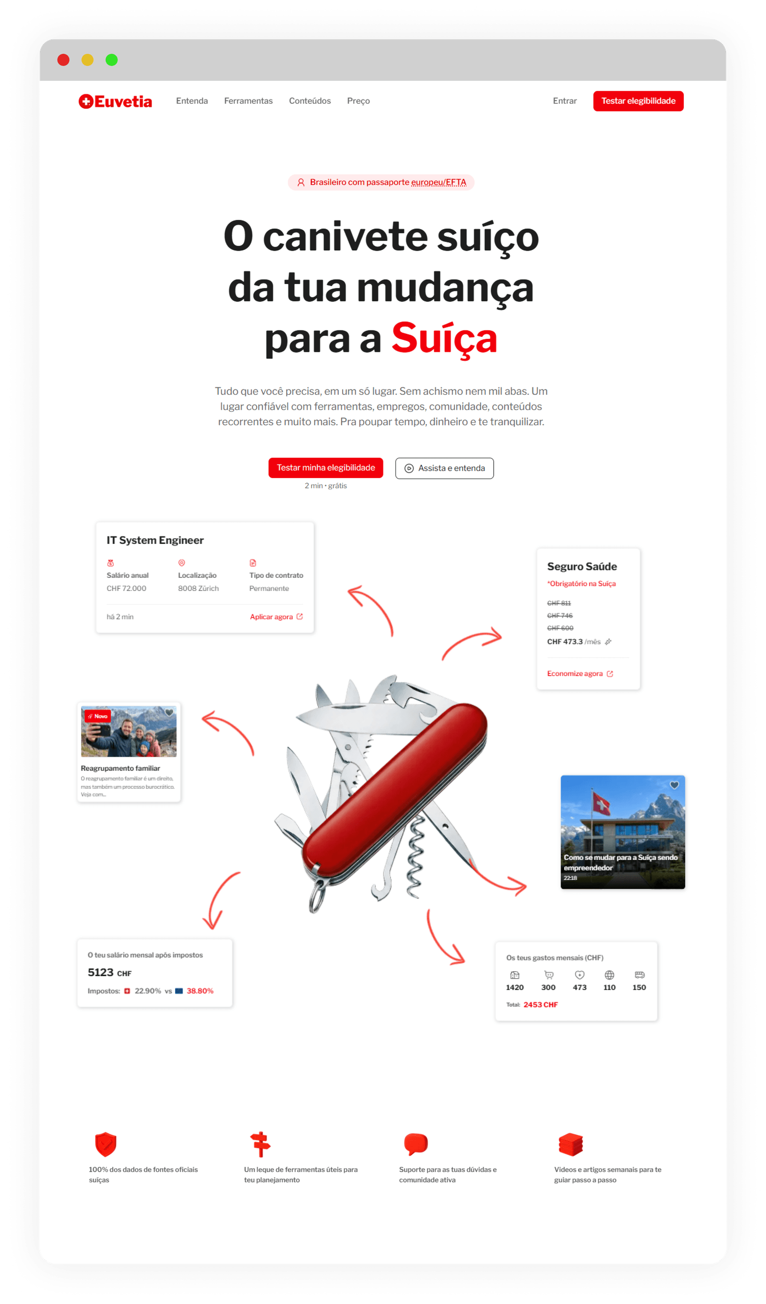 first section of the landing page