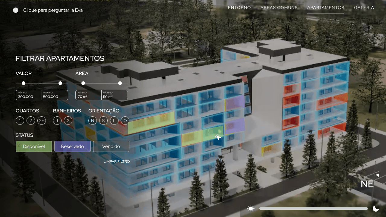 Screenshot of the apartments view in the new Unreal Archviz interface