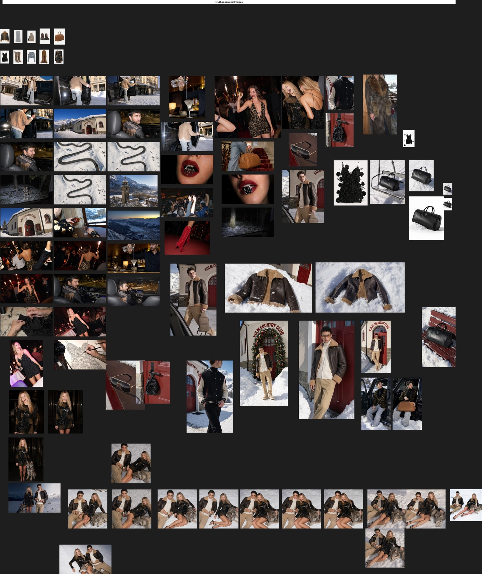 A wall of dozens of selected AI-generated campaign images